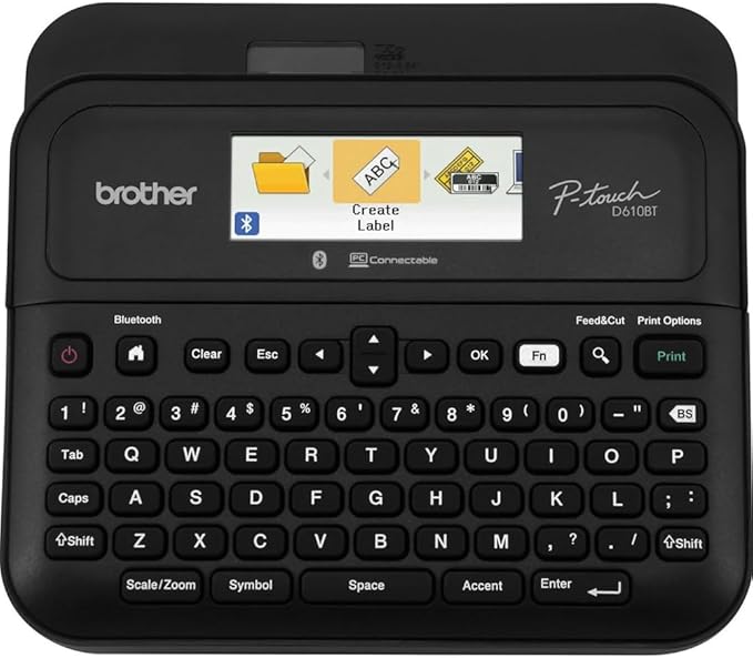 Brother Business Professional Connected Label Maker Bundle with Carrying Storage Case and TZe2312PK P-Touch Black Print on White Laminated Label Tape