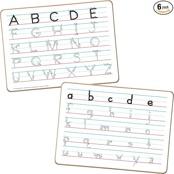Really Good Stuff Trace 'N' Erase Uppercase and Lowercase Letter Formation Alphabet Dry Erase Boards - Pre-Writing Skills - Non-Magnetic, Two-Sided - Set of 6 Boards