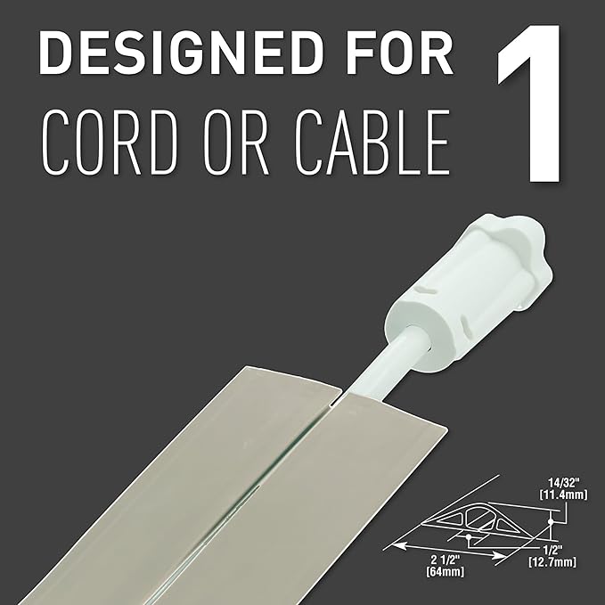 C2G Wiremold Floor Cord Management Kit, Corduct, Cord Protector, Wire Organizer and Hider, Rubber Cable Cover and Concealer, Ivory, 50 Feet, CDI-50