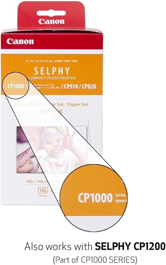 Canon Color Ink/Paper Set, Compatible with SELPHY CP910/CP820/CP1200, RP-108 (Pack of 2)