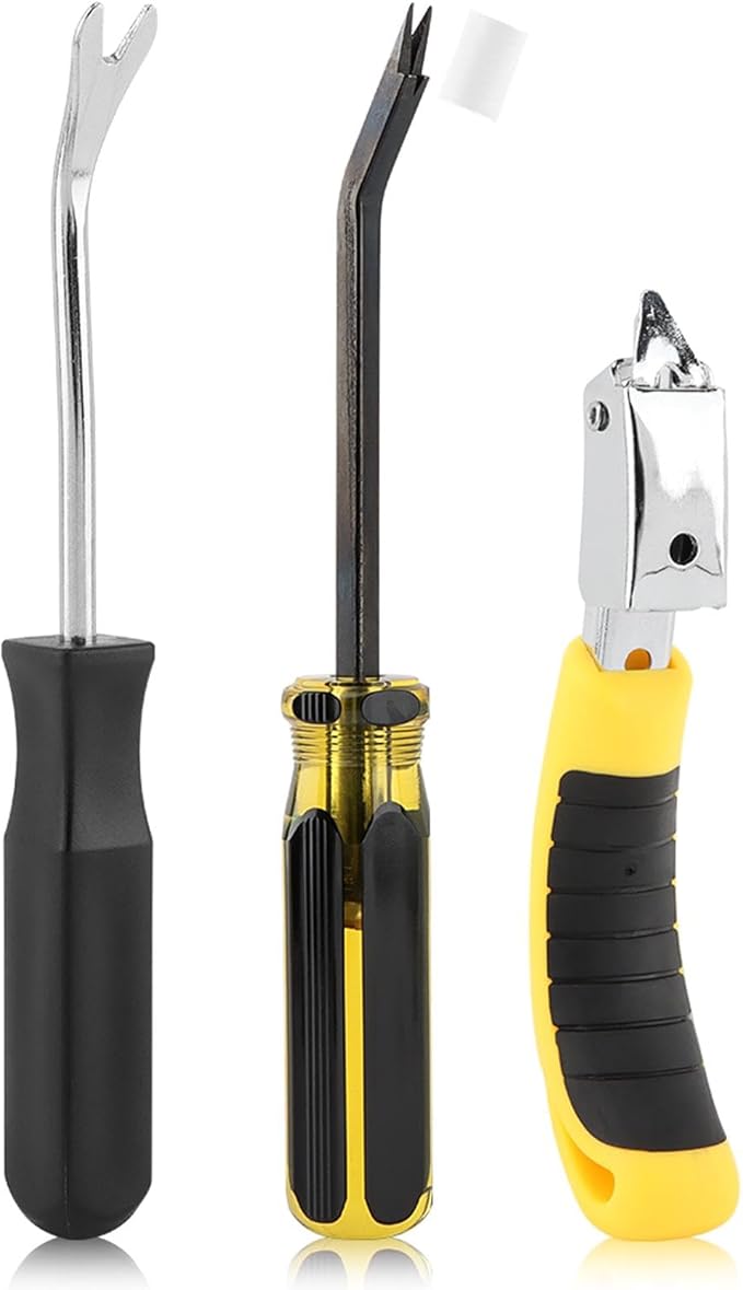 Industrial Staple Remover Heavy Duty Pro Kit - Double Pronged Tack Puller for Deep Embedded Staples, Anti-Slip Grip Handles for Carpets/Furniture/Floors