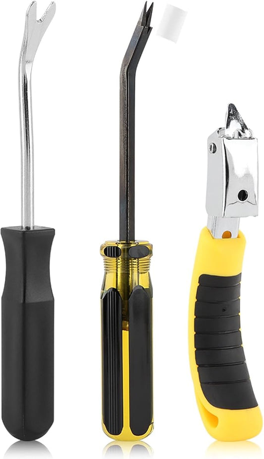Industrial Staple Remover Heavy Duty Pro Kit - Double Pronged Tack Puller for Deep Embedded Staples, Anti-Slip Grip Handles for Carpets/Furniture/Floors