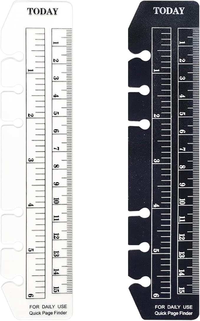 2 Pack A6 6 Holes Page Marker Ruler Plastic Binder Ruler Divider Ruler for Journal Magazine Notebook (BTRuler, A6)