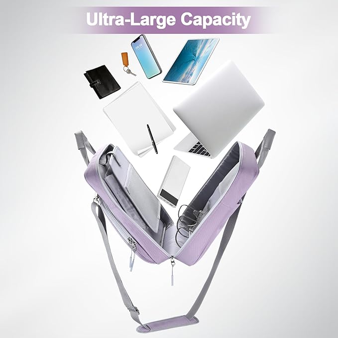 3 Ring Zipper Binder 3 Inch D-Ring, Binder with Strap 700 Sheet Capacity & Multi-Pockets School and Office Organizer, Compatible with 13-Inch MacBook (Patent Design Purple)