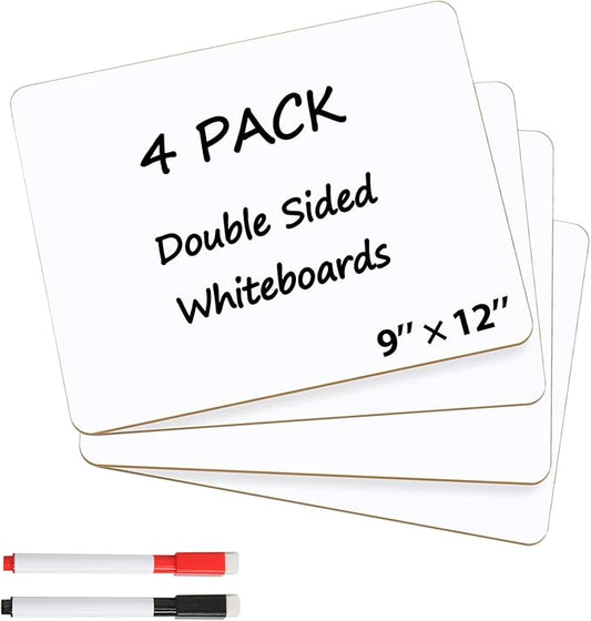 Small Dry Erase Whiteboard, 9 x 12 Inches White Board for Kids, Students, Study, Team, Target, Mini Dry Erase Board(4 Pack)