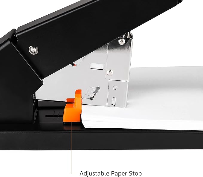 Amazon Basics Heavy Duty Industrial Stapler, 210 Sheets Capacity, Long Arm, Black, 1000 Staples