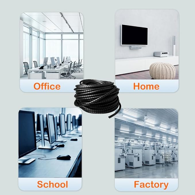 Spiral Cable Wrap - 45 Ft 1/4" Spiral Wire Wrap Cord Covers Bundle Sleeve Hose for Computer Electrical Wire Organizer-White (1/4 Inch-45Ft)