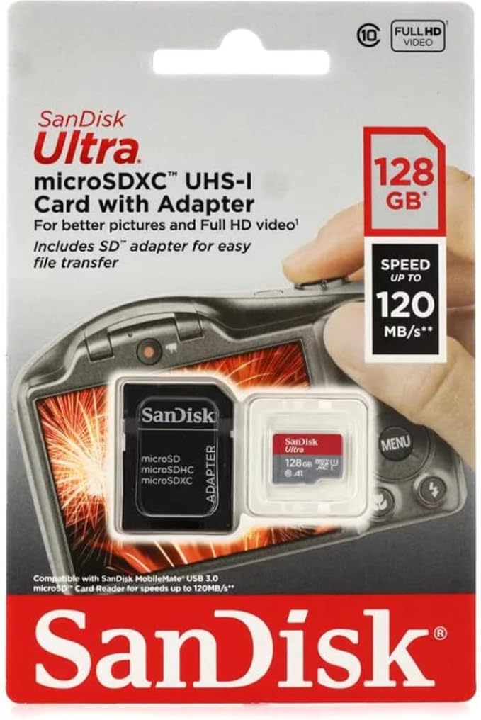 Verified by SanFlash for Amazon 770-6747-743 Sandisk Ultra 128GB microSD Memory Card for Fire Tablets and Fire -TV