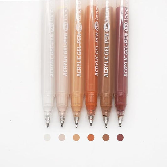Acrylic Gel Pens for Coloring Books, Quick Dry 6 Pcs 1.0mm Fine Point Gel Marker Pen for Drawing, Journaling Art, Maillard