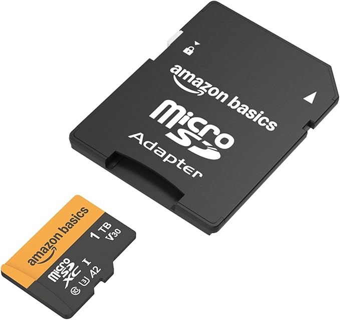 Amazon Basics 1TB microSDXC Card with Adapter for Smartphones, Full HD, Tablets, Drones, Action Cameras, Read Speed Up to 200MB/s, 1-Pack