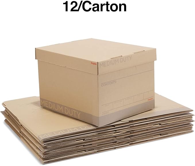 STAPLES Medium Duty 100% Recycled Storage Boxes Letter/Legal Size 12/Pack