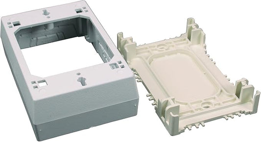 Legrand Wiremold NMW3 Nonmetallic Plastic Raceway for Extending Power, 1 Gang Deep Outlet Box, 1 3/8" Deep, White (1 Pack)