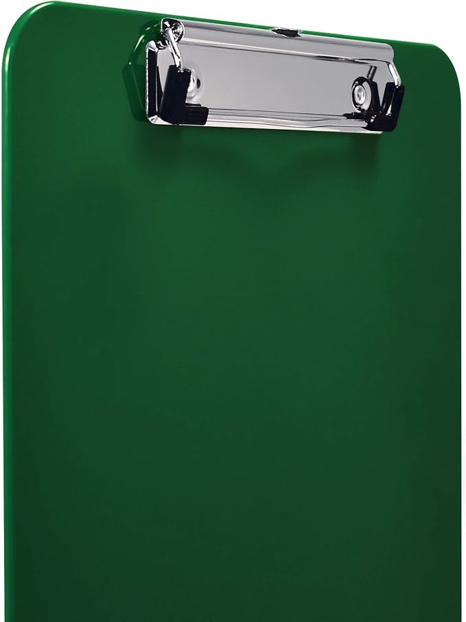 Better Office Products Green Plastic Clipboards, 12 Pack, Durable, 12.5 x 9 Inch, Low Profile Clip, Green, Set of 12