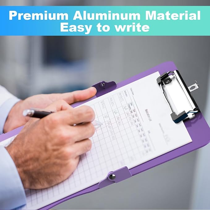 Clipboards Nursing Clipboard Trifold Foldable, 3 Layers Aluminum Nurse Clipboards with Nursing Edition Cheat Sheets Folding Pocket Size for Students, Nurses and Doctors (Purple)
