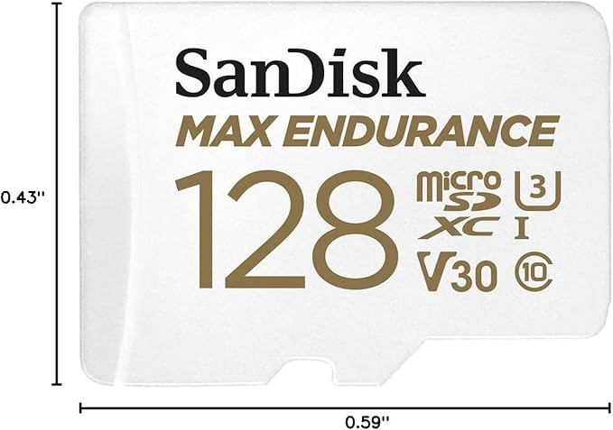 SanDisk 128GB MAX Endurance microSDXC Card with Adapter for Home Security Cameras and Dash cams - C10, U3, V30, 4K UHD, Micro SD Card - SDSQQVR-128G-GN6IA