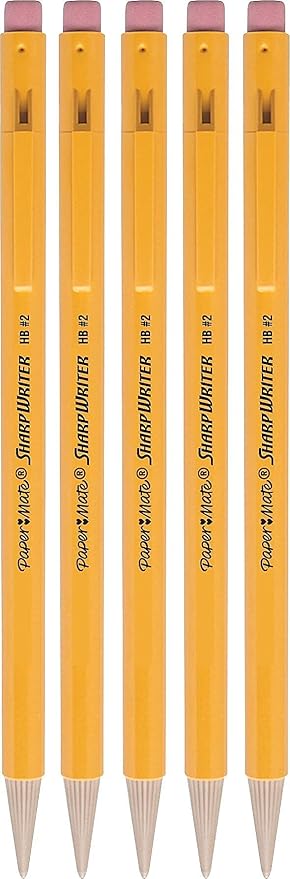 Papermate Sharpwriter Mechanical Pencil, Yellow, 5 Pencils per Pack (1 Pack)