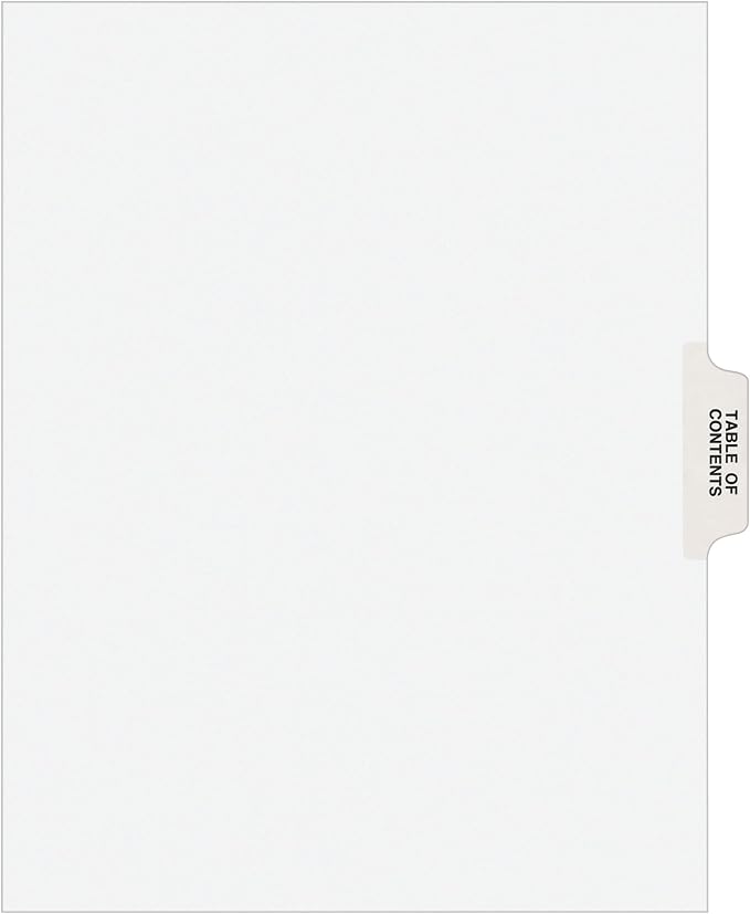 Avery Individual Legal Dividers, Table of Contents, 25 Dividers (11910)