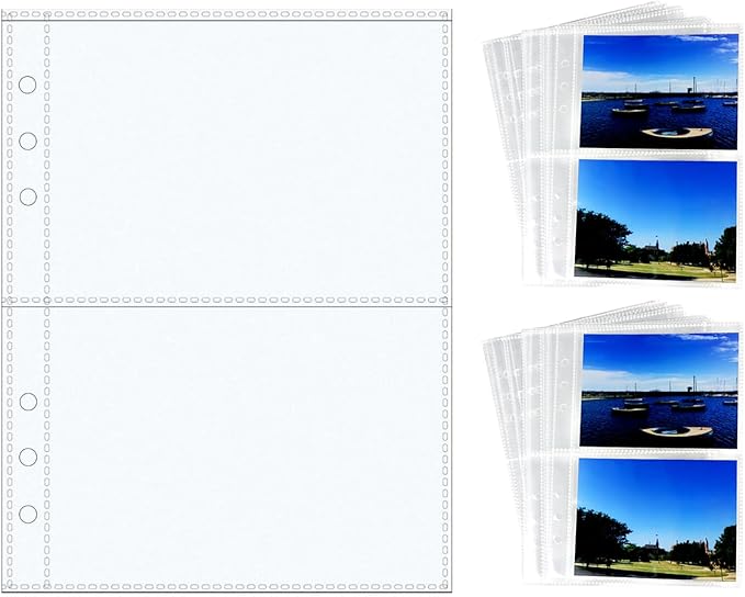 20 A5 Binder 2 Pocket Sheet Protectors Clear Binder Sleeves 4" X 5" Paper Protectors for 6 Ring Binder Notebook Organizer (A5 2 Pockets)