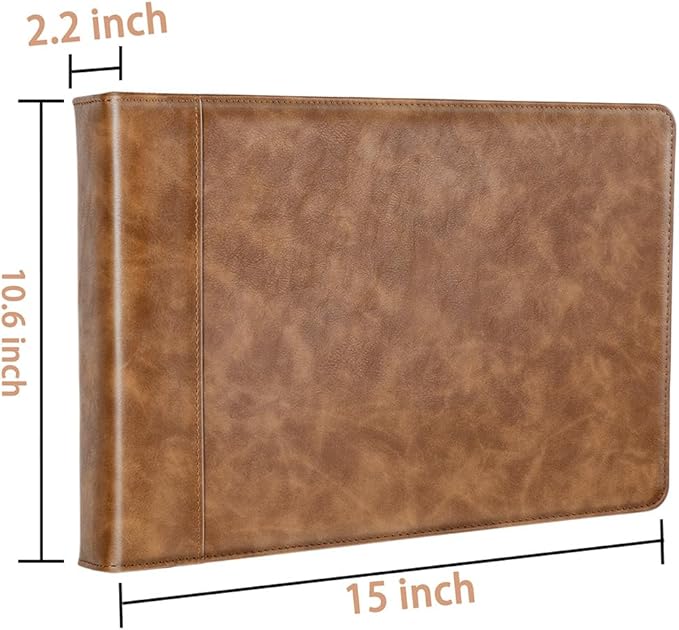 Antner Zippered 7 Ring Business Checkbook Binder Portfolio for 3-on-a-Page Business Checks, 600 Checks Capacity, PU Leather Check Book Binder Cover for 9x13 Sheets, Built-in Storage Organizer, Brown