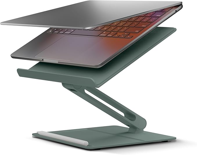 Native Union Desk Laptop Stand – Height Adjustable Ergonomic Computer Stand – Compatible with MacBook Air/Pro, iPad, Dell, HP, Lenovo, Microsoft Surface & Laptops & Tablets Up to 5kg (Slate Green)