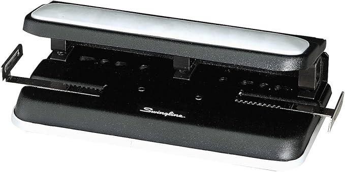 Swingline 2-7 Hole Punch, Adjustable, Heavy Duty Hole Puncher, Easy Touch, 32 Sheet Punch Capacity, Black/Gray (74300)