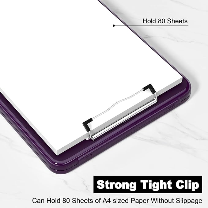 Hongri Clipboard with Storage, 8.5 x 11 Nursing Clip Board Foldable Storage for Nurses, Lawyers, Students, Classroom, Office, School, Size 13.4 x 9.4 X 0.9 in, Dark Purple