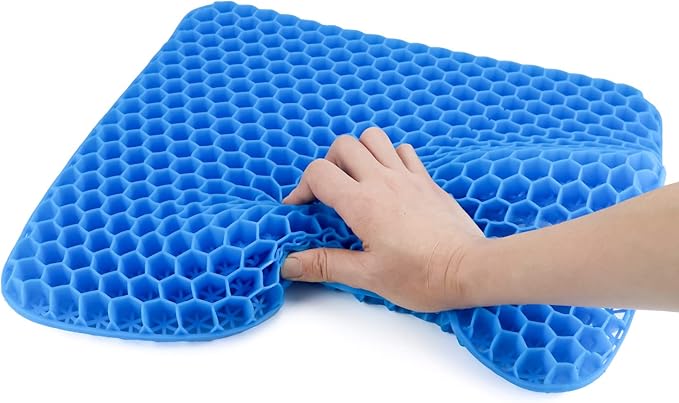 QWORK Gel Seat Cushion, Orthopaedic Gel Cushion, Cool & Breathable & Non-Slip for Car, Office,Wheelchair (Black, 40 x 35 x 3.2 cm)
