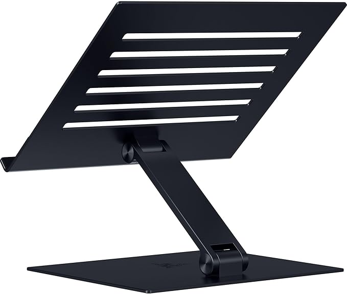 Razer Adjustable Laptop Stand - Ergonomic Height-Adjustable Laptop Stand for Laptops up to 18 Inches (Height- and Tilt-Adjustable, Robust Aluminium, Ventilated Design) Black