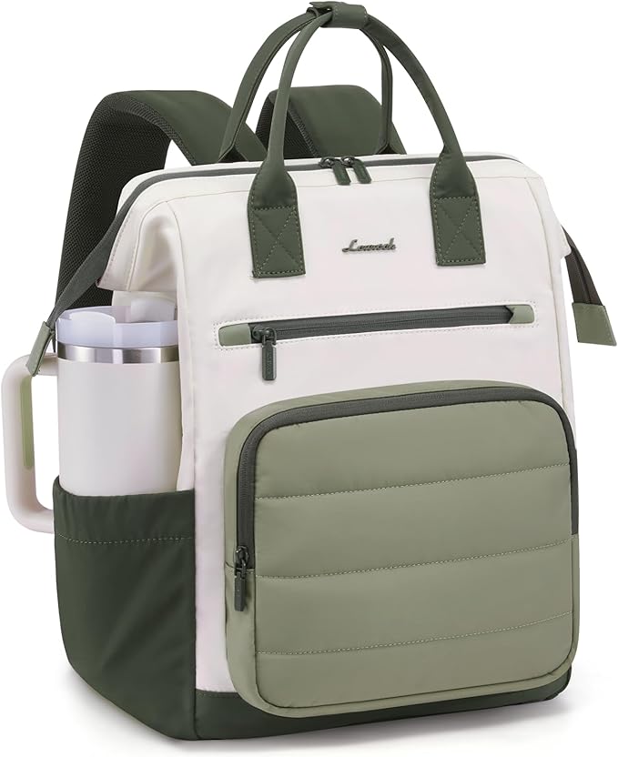 LOVEVOOK Puffer Laptop Backpack for Women, 15.6 Inch Work Backpack purse for Nurse Teacher, College Back to School Bookbag for Teen Girls, Personal Item Travel Bag Computer Daypack for Daily Commute