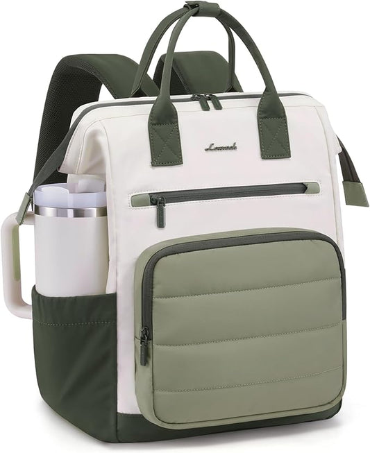 LOVEVOOK Puffer Laptop Backpack for Women, 15.6 Inch Work Backpack purse for Nurse Teacher, College Back to School Bookbag for Teen Girls, Personal Item Travel Bag Computer Daypack for Daily Commute