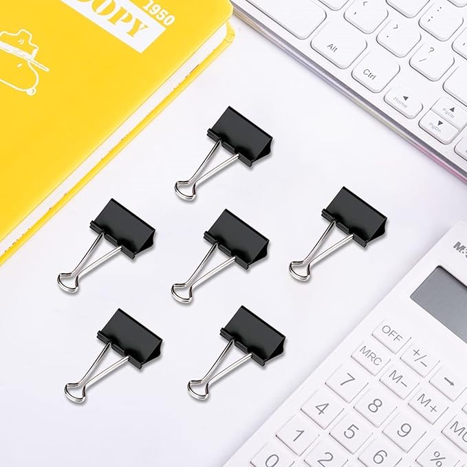 OWLKELA 140 PCS Mini Binder Clips 0.75 Inch, Metal Paper Clip Bulk, Small Black Clips for Home, School and Office Supplies