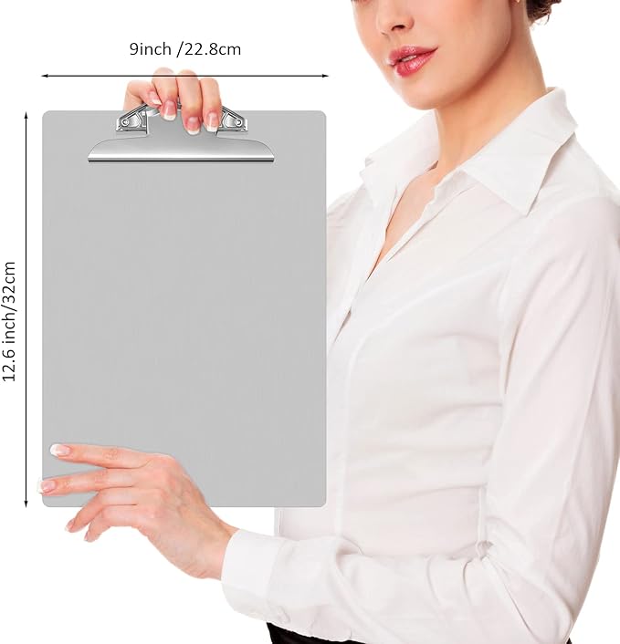 Mimorou 12 Pcs Metal Clipboard Heavy Duty Aluminum Clipboards 12 x 9 Inch Metal Clip Board with Low Profile Clip A4 Letter Size Document Holder for Office School Medical Jobsite Laboratory