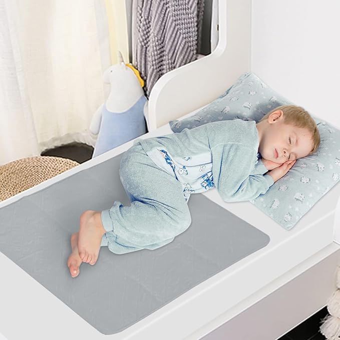 Bed Pads Washable Waterproof(2 Pack, 34 x 36), Washable and Reusable Chuck Pads Anti Slip Incontinence Underpad Sheet Protector for Adults, Elderly, Kids, Toddler and Pets, Grey and Navy