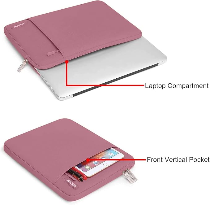 MOSISO Laptop Case 13.3 inch, 13-13.3 inch Laptop Sleeve Compatible with MacBook Air/Pro 13/Pro 14 M5 M4 M3 M2 M1, HP Dell ASUS Lenovo,Polyester Vertical Computer Sleeve Bag with Pocket, Dusty Rose