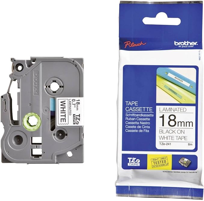 Brother TZe-241 3/4in Labeling Tape (26.2ft, Black on White)