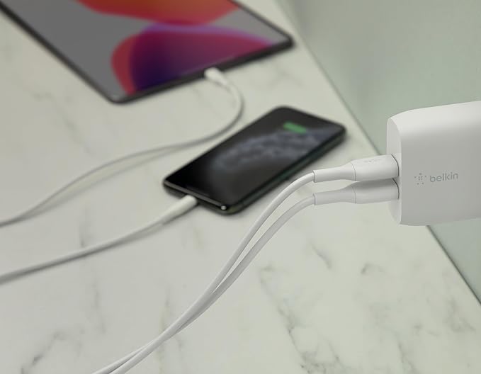 Belkin Dual Port USB Charger Block 24W - iPhone Charger Fast Charging - iPhone 17, Air, Pro, Pro Max, iPad, AirPods, Apple Watch, Samsung Galaxy S25, Nintendo Switch 2 & More - Cable Not Included