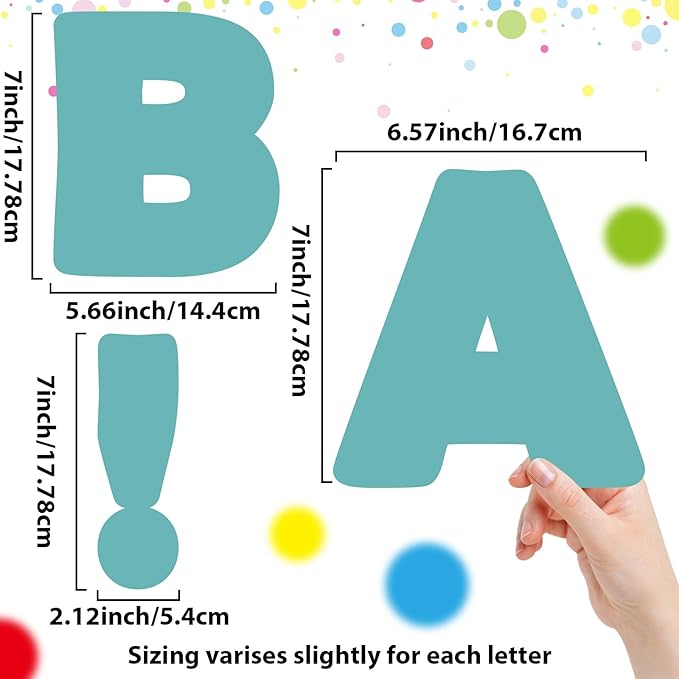 150 PCS Large 6" Font Letters and Punctuation Set, Light Turquoise Classroom Alphabet Cutout for Bulletin Board Display Home School, A Great Helper to Inspire Students' Learning Interest