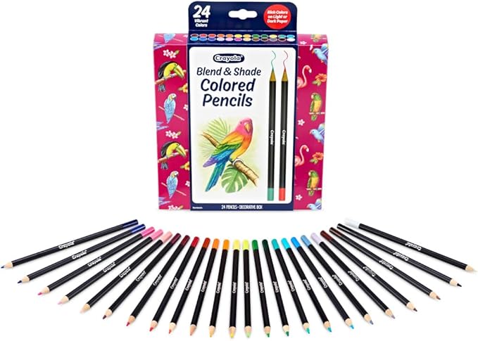 Crayola Blend & Shade Colored Pencils Set (24ct) Colored Pencils for Adult Coloring, Art Supplies for Sketching & Drawing, Gifts for Teens