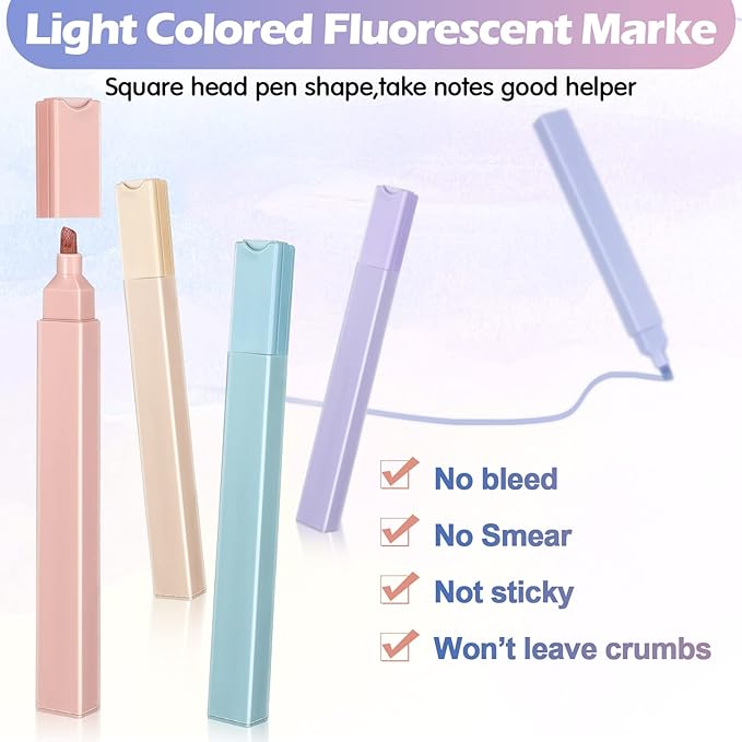 PerKoop 60 Pcs Pastel Highlighters Aesthetic Cute Bible Highlighters Morandi Color No Bleed Pens Assorted Chisel Tip Colorful Marker Pen Set for Journal Bible Planner Notes Supplies, 12 Colors