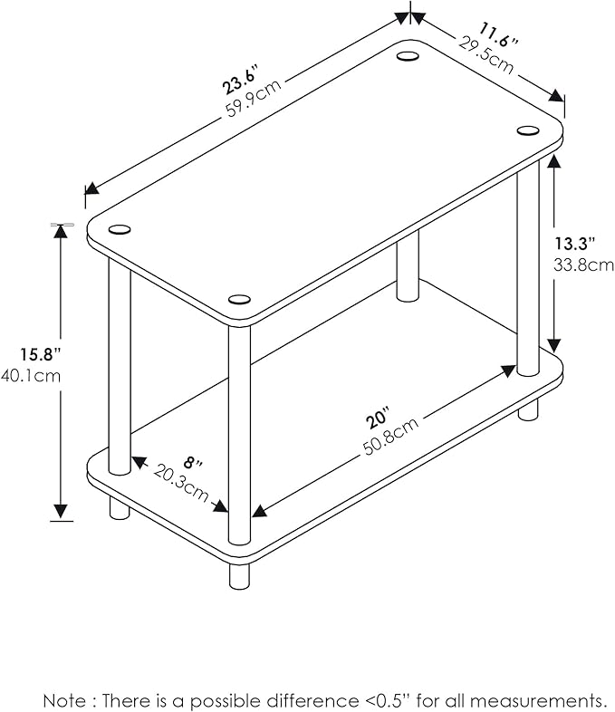 Furinno Turn-N-Tube 2-Tier Shelves/End Tables Set, 2-Pack, Beech/White