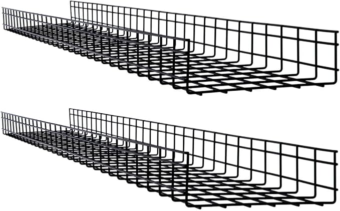 Tripp Lite Wire Mesh Cable Tray Management Organization, Ideal for Industrial & Data Centers, 2 Pack, 12 inches x 4 inches x 5 Feet / 300 x 100 x 1500 millimeters, 5-Year Warranty (SRWB12410X2STR)