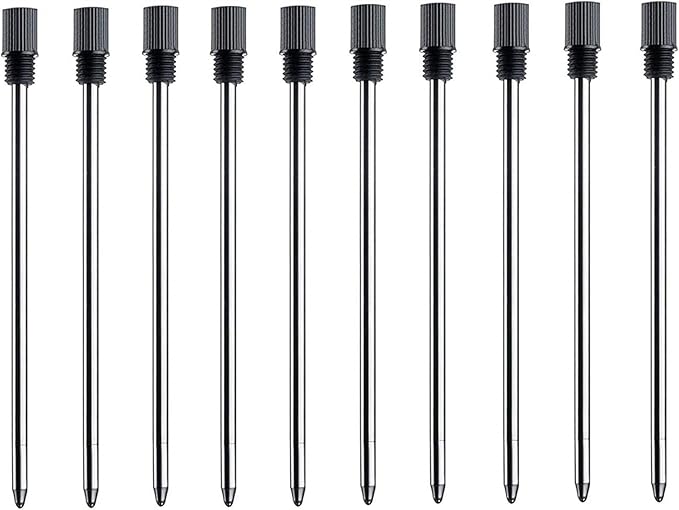 MengRan Mini D1 Ballpoint Ink Pen Refills for Twist Pens, 1mm Medium Tip, Compatible with Swarovski Pen Refills (10 Pcs Black Ink)