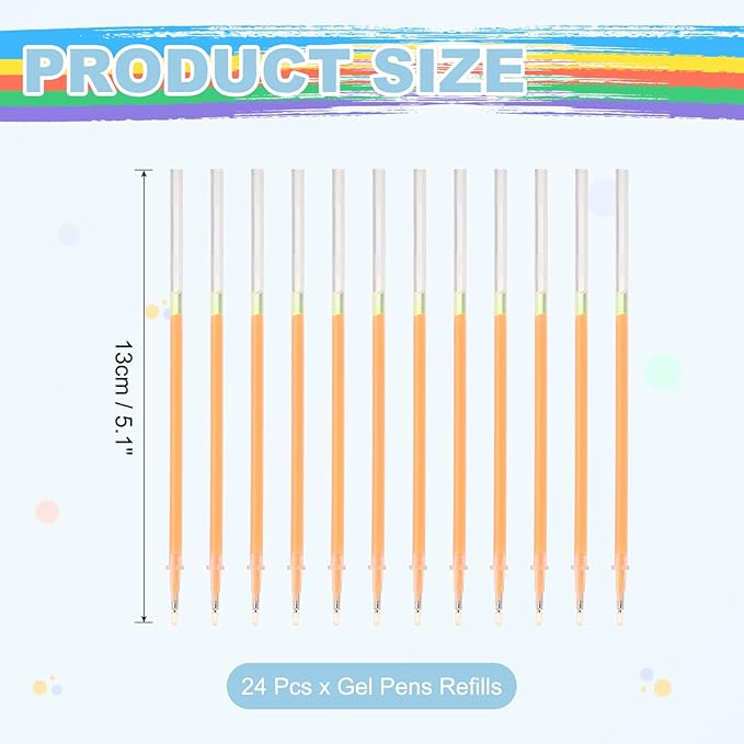 PATIKIL 0.5mm Gel Pens Refills, 24 Pack Glitter Gel Pens Sparkle Metallic Ink Fine Point Colored Refill Set for Adults Coloring Books Journaling Scrapbooking Art Drawing, Dark Yellow