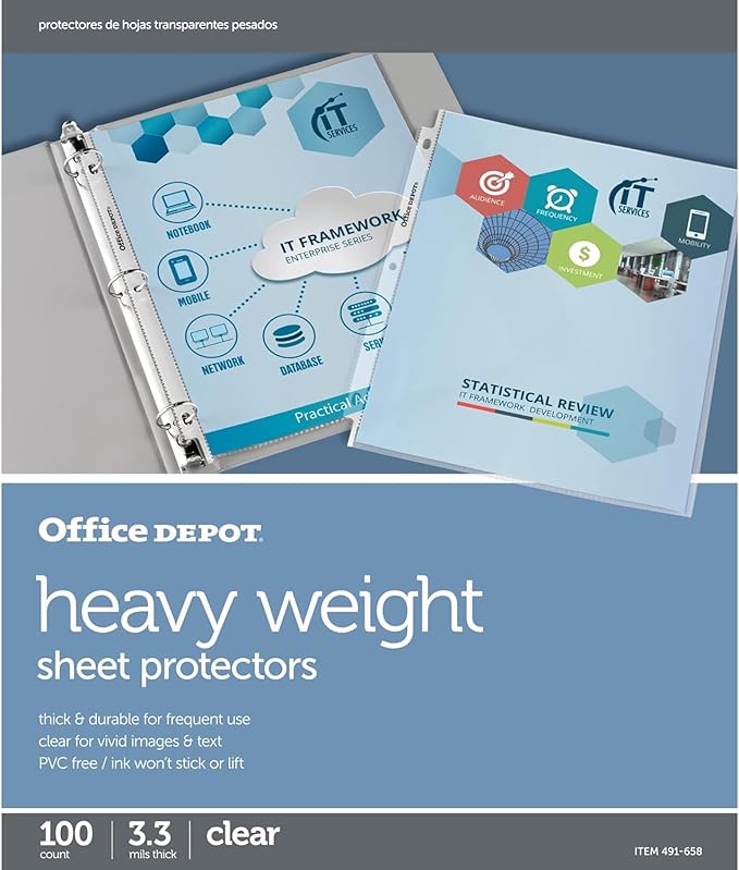 Office Depot Heavyweight Sheet Protectors, 8 1/2in. x 11in., Clear, Pack of 100, OD491658