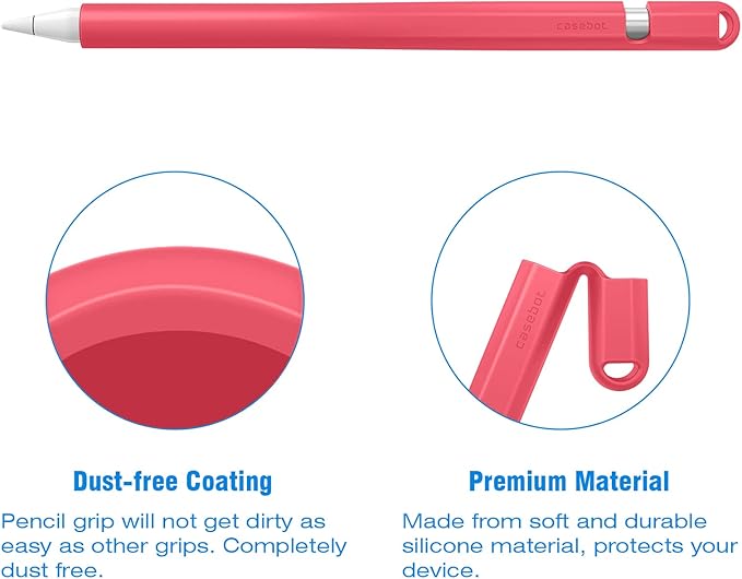 Fintie Silicone Sleeve Compatible with Apple Pencil 1st Generation, Ultra Light Pen Skin Case Cover Soft Protective Pencil Grip Holder with 2 Nib Covers & Cable Adapter Tether, Watermelon