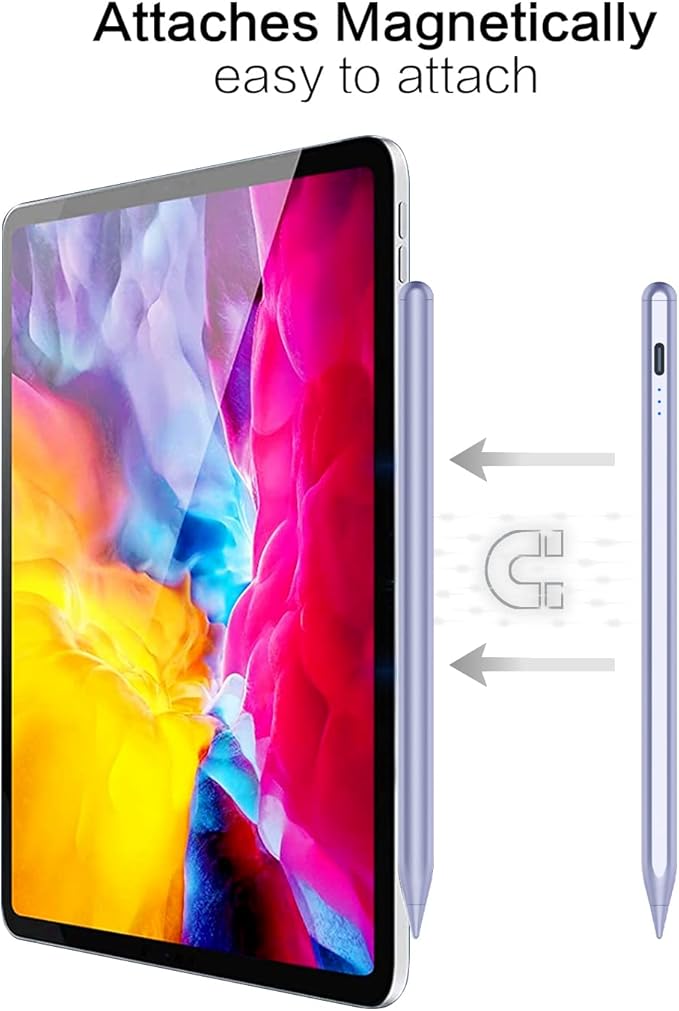 Stylus Pen for iPad 6th-11th Generation, 10 Mins Fast Charge Apple Pencil Compatible with 2018-2025 iPads Pencil, Apple Pen for iPad Pro 11"/12.9"/M4, Air 3/4/5/M2/M3, Mini 5/6 Gen-Purple