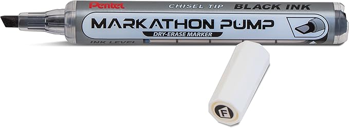 Pentel Markathon Pump Dry Erase Marker, Chisel Tip, Black Ink, 4 Pack (MWL6SXBP4A)