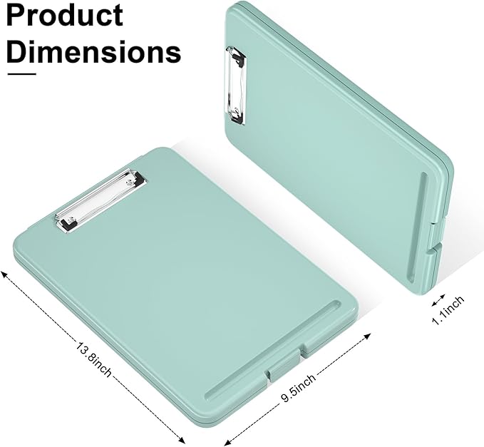 Hongri Clipboard with Storage, 8.5 x 11 Nursing Clip Board Foldable Storage for Nurses, Lawyers, Students, Classroom, Office, School, Size 13.4 x 9.4 X 0.9 in, Green