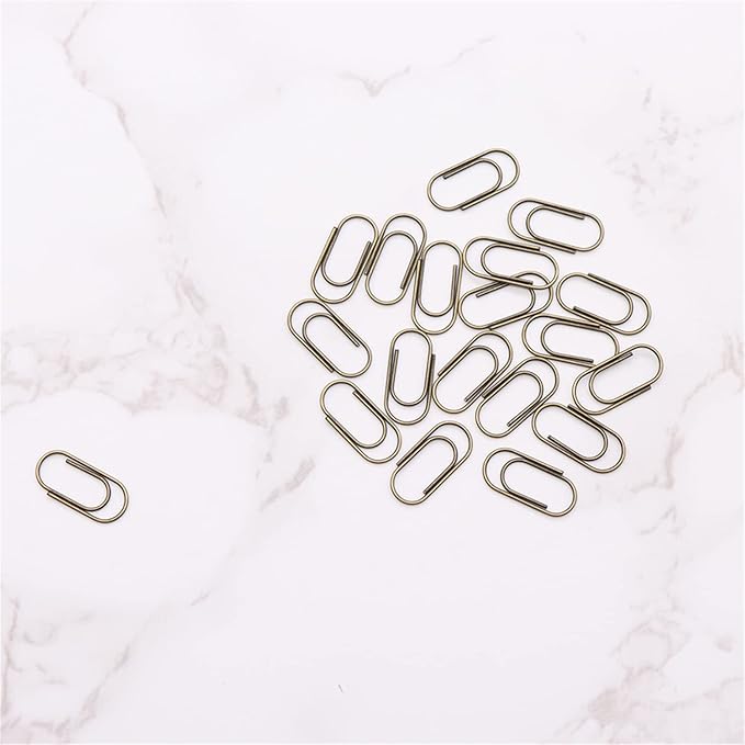 200pcs Bronze Mini Paper Clips Cute Paperclips Smooth Stainless Steel Wire Bookmarks in Tinplate Paper Clips Dispenser Holders for Desk Accessories Organizers (Simple Mini Fat Style, Bronze)