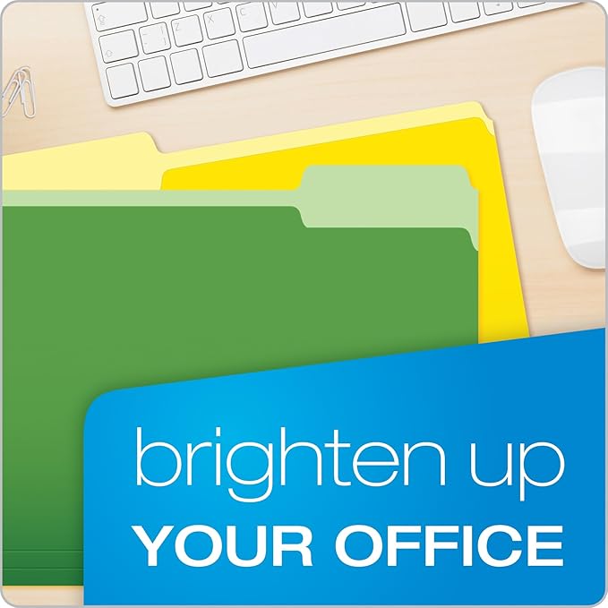 Pendaflex Colored File Folders, 36 Pack, Letter Size (8.5" x 11"), 3 Tabs, Durable Paper, Assorted Colors: Green, Yellow, Red & Blue, Color-Coding for School, Office & Home Document Organization